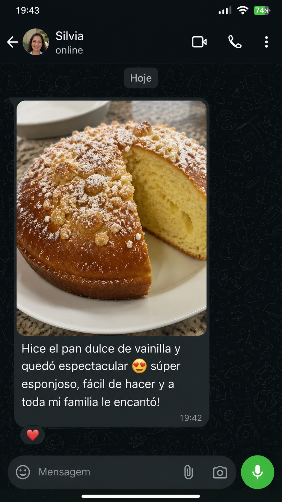 Mensaje de WhatsApp de Silvia