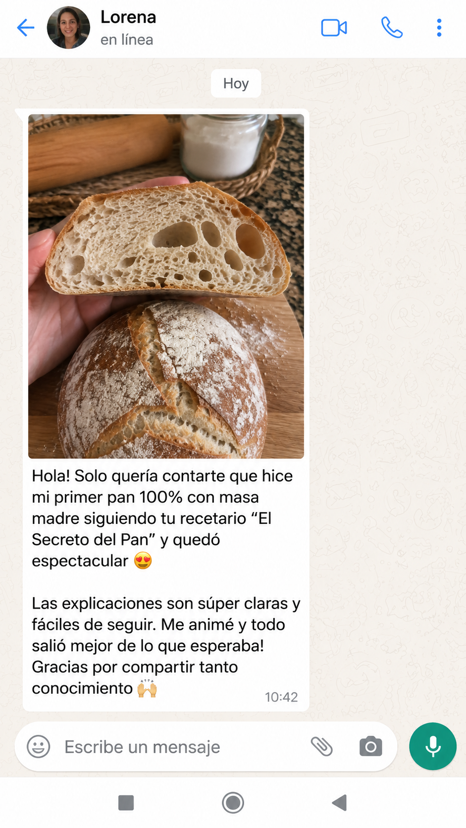 Mensaje de WhatsApp de Lorena